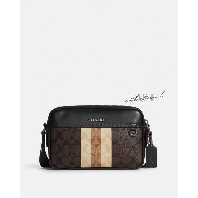 COACH GRAHAM CROSSBODY IN BLOCKED SIGNATURE WITH VARSITY STRIPE