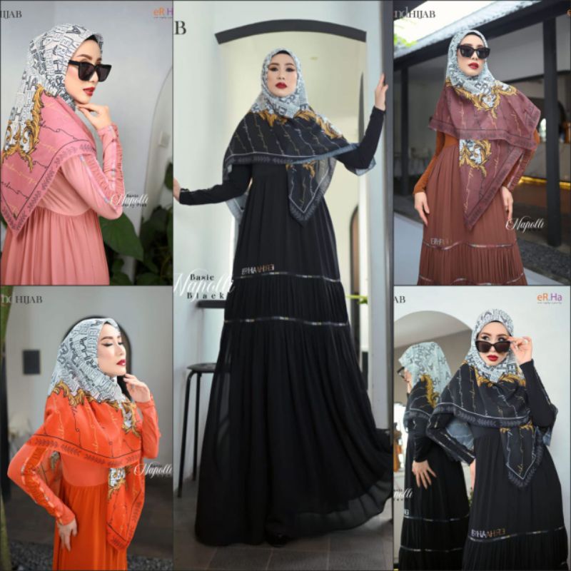 [ER.HA SYARI] GAMIS SYARI PREMIUM / DRESS SET BASIC PRINTING " NAPOLLI SET " BY ERHA