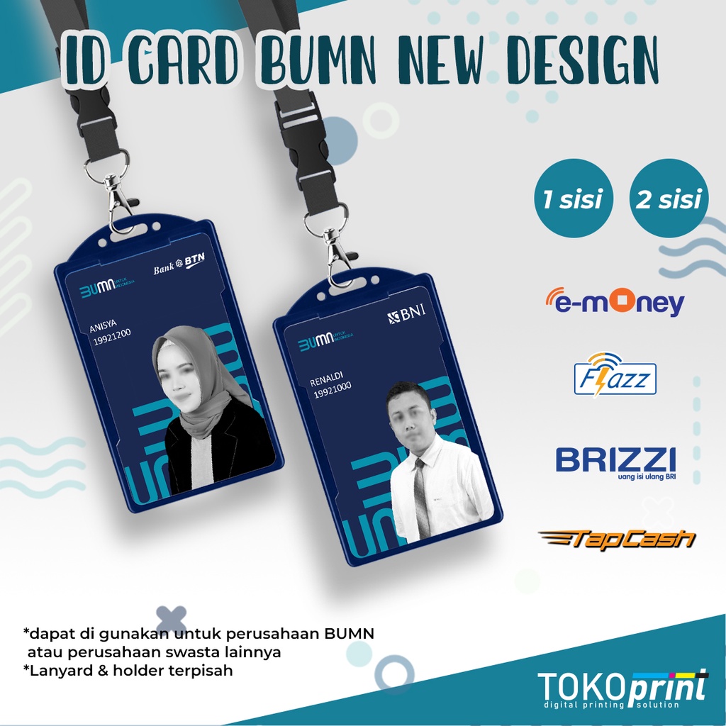 Custom ID CARD BUMN Terbaru Emoney Brizzi Tapcash Flazz Etoll atau perusahaan lainnya