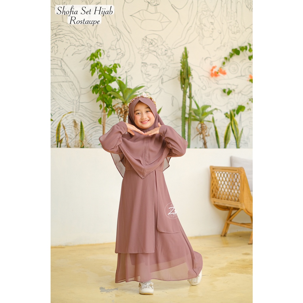 Gamis Shofia by ZR MOM &amp; KIDS COUPLE Ceruty Babydoll ibu anak 4-14 th ootd kondangan lebaran fashion muslim busana syari wanita gaun hijab pesta
