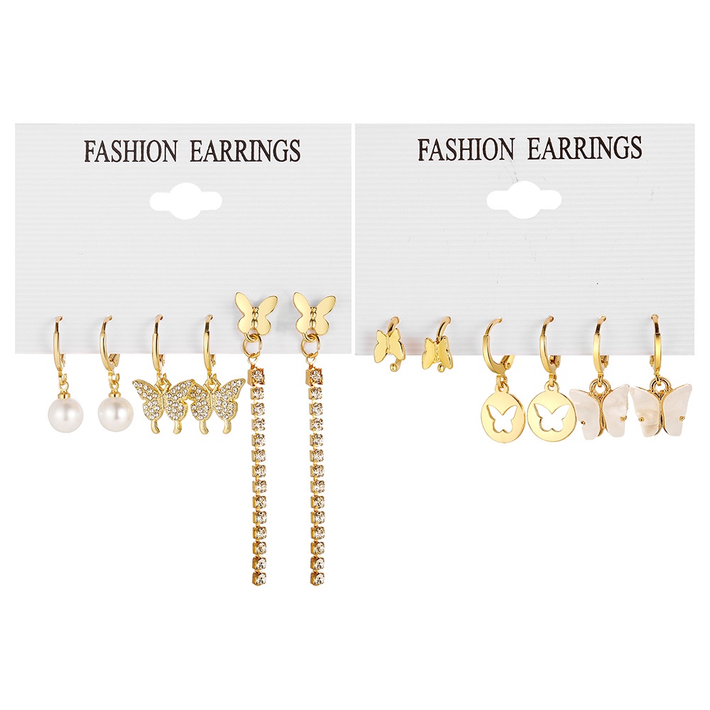 Baru Trendi Penuh Rhinestoen Panjang Rumbai Anting Untuk Wanita Akrilik Resin Kupu-Kupu Stud Earring Perhiasan Gadis Aksesoris Pesta