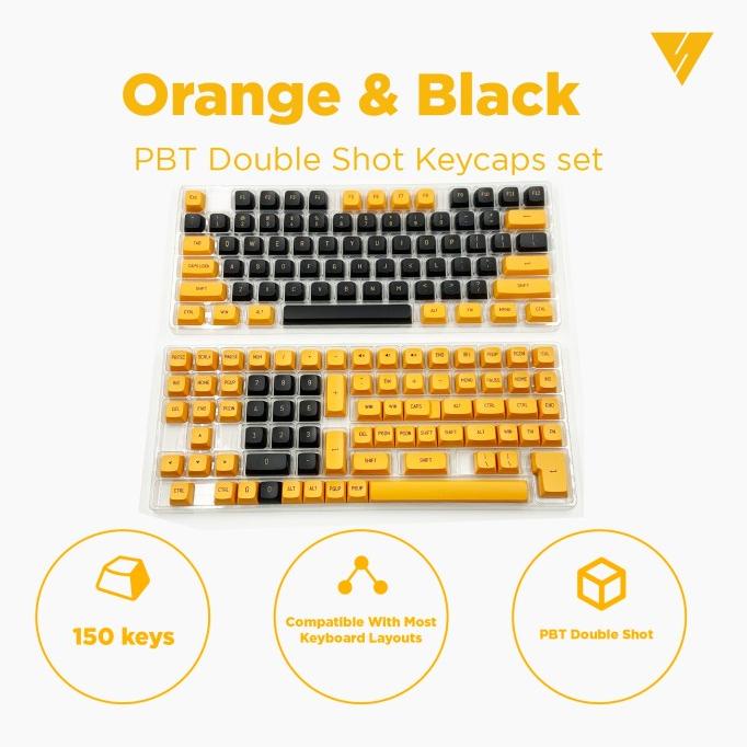 Orange Black PBT Double Shot CSA Profile Keycaps