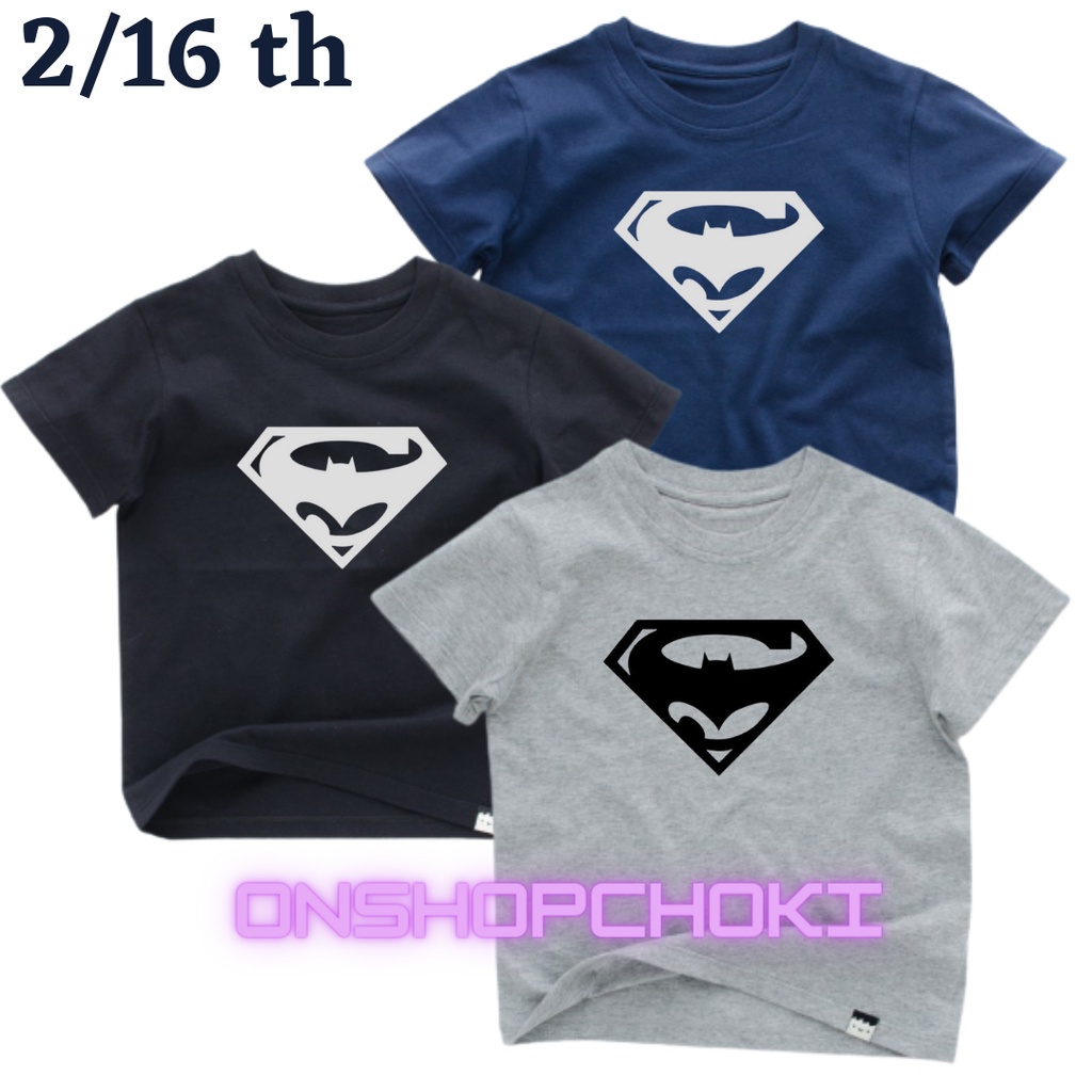 Kaos Anak unisex LOGO BATMEN VS SUPERMEN Usia 2-16 tahun Pakaian Atasan Anak-Anak Unisex Cowok/Cewek
