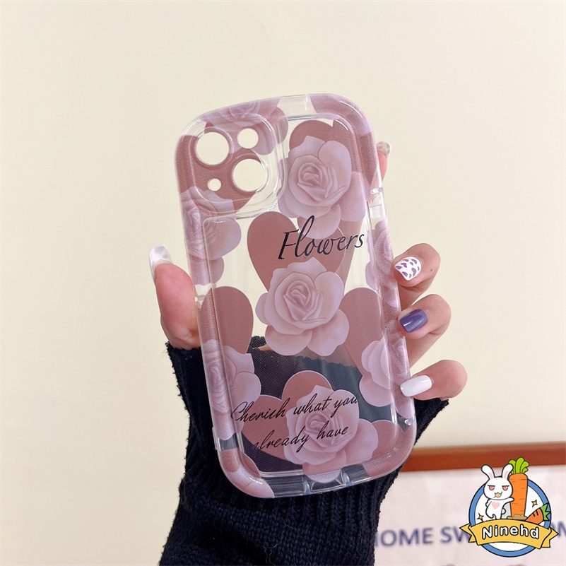 IPHONE Casing Kompatibel Untuk Iphone14 13 12 11 Pro Max X Xr Xs Max SE 8 7 6 6s Plus Retro Ins Sastra Rose Phone Case HD Bening Tebal Airbag Shockproof Soft Case Cover Pelindung