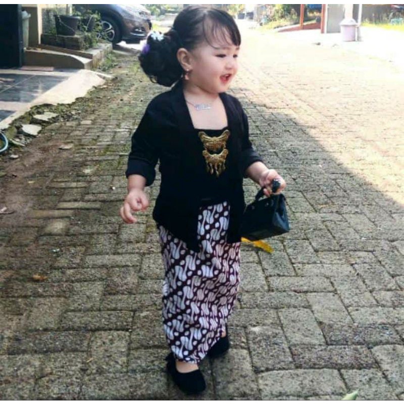 kebaya hitam  bludru polos /kutubaru kartini anak paud TK SD/ baju adat anak perempuan