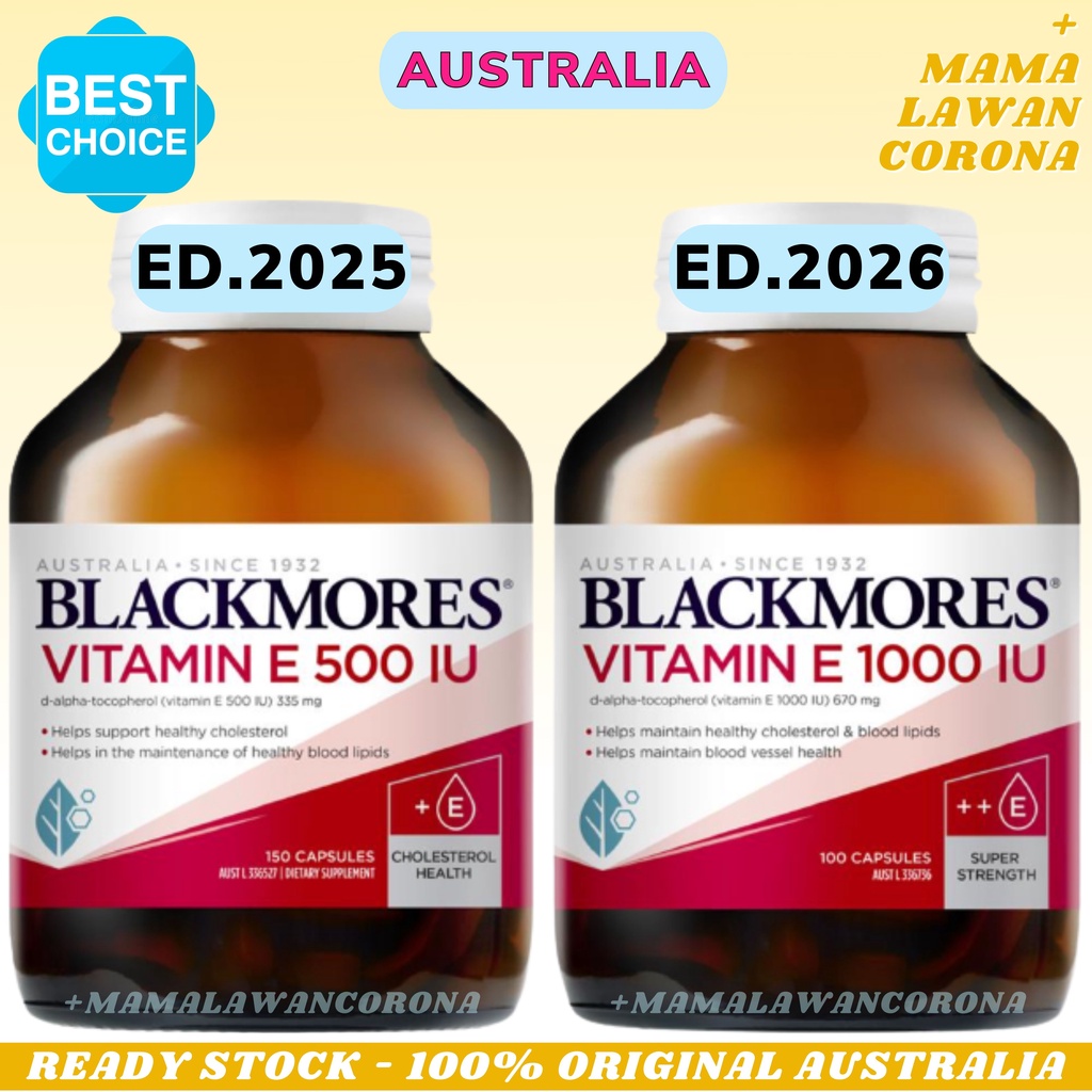 BLACKMORES Natural Vitamin E 500IU Vit E 500 IU 150 Capsules Kapsul 1000IU 1000 IU 100 Capsule Caps