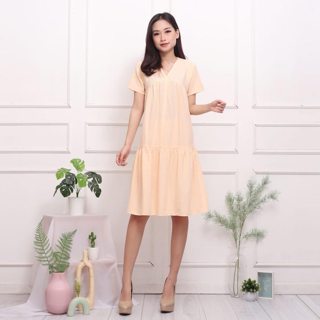 [TERBARU] DRESS WANITA KOREA SALUR OVERSIZED LINEN ￼♡ PREMIUM ♡ REAL PIC  DRESS CASUAL / DRESS WANIT
