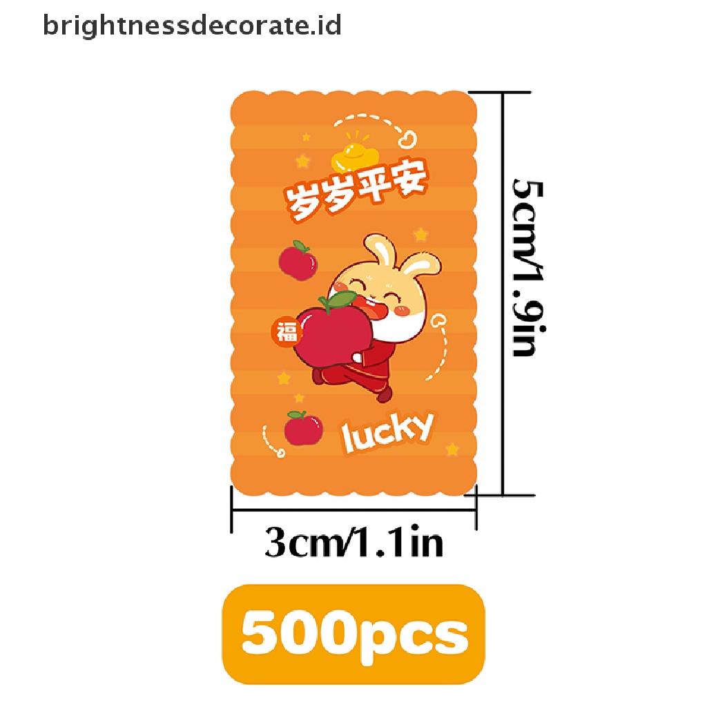 [Birth] 500pcs/roll 3 * 5cm 2023tahun Baru Rabbit Blessed Sticker Paket Kado Stiker [ID]