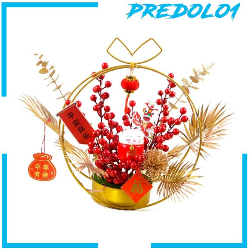 [Predolo1] Ornamen Imlek Berlampu Bunga Buatan Pot Untuk Pernikahan Rumah