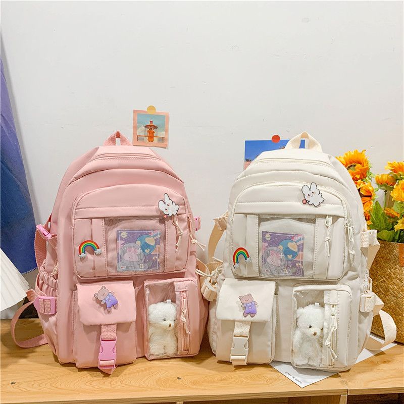 HOT SALE 1 TAS RANSEL IMPORT MODEL KOREA FREE PIN ACRYLIC STICKER ANIMASI GANTUNGAN BONEKA BROS BONEKA/TAS SEKOLAH ANAK CEWEK KOREA/TAS BANYAK BONEKANYA/TAS SEKOLAH KOREA STYLE MODEL KEKINIAN/TAS SEKOLAH IMPORT MODEL BARU/TAS SD SMP/TAS ANAK MODEL KOREASD