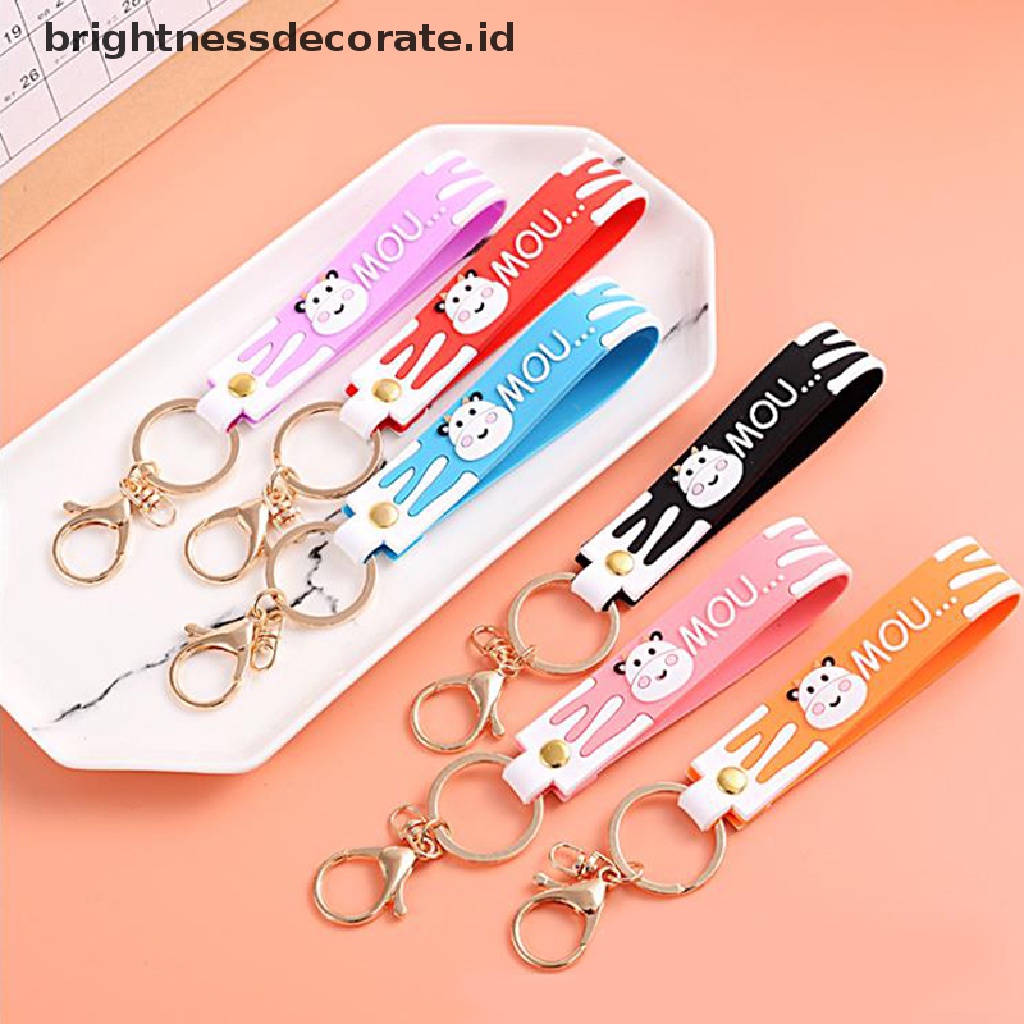 [Birth] New Lovely Cow Keychain Charm Gantungan Kunci Untuk Wanita Tas Liontin Gantungan Kunci Mobil [ID]