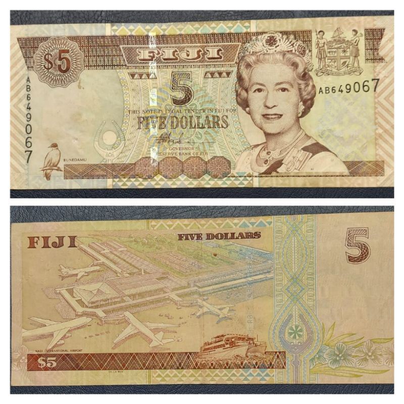 Uang Negara Fiji 5 Dollar Tahun 1998 Kondisi AXF Utuh renyah Original 100%