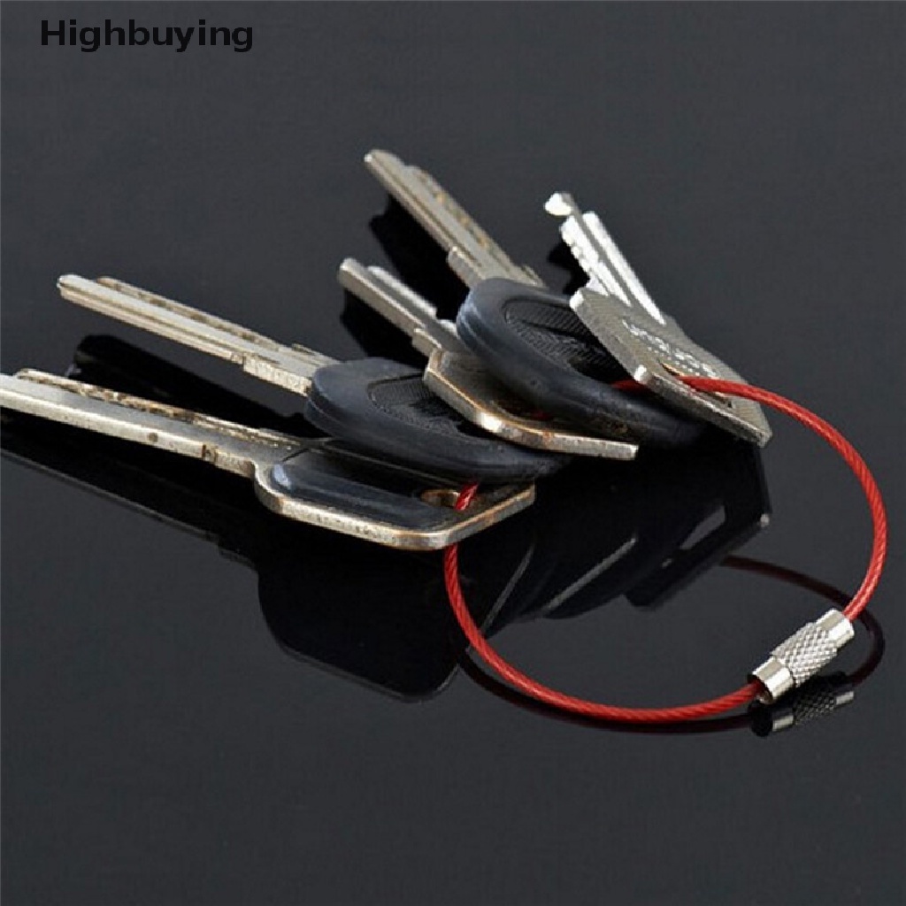 Hbid 5PCS Kawat Stainless Steel Gantungan Kunci Kabel Key Ring Chains Outdoor Hiking Fashion Glory