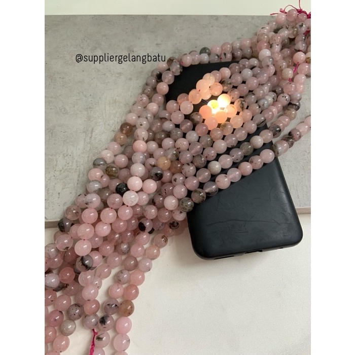 batu alam 10mm PINK rhodochrosite akik bahan natural rangkai aksesoris