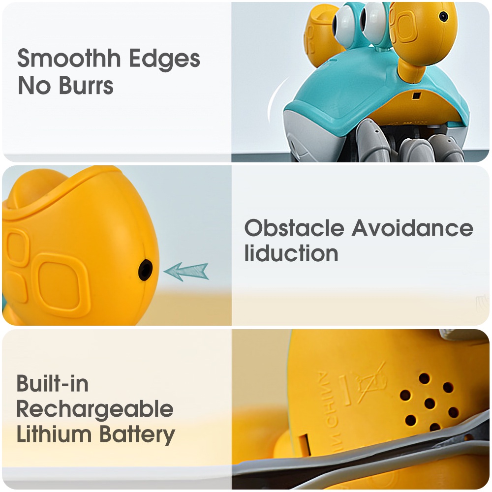 Hadiah Ulang Tahun USB Rechargeable Electronic Sensing Interaktif Berjalan Menari Mainan Kepiting Gurita Bayi Mainan Merangkak Aman ABS Bayi Menyenangkan Waktu Perut Dengan Musik Suara Lampu