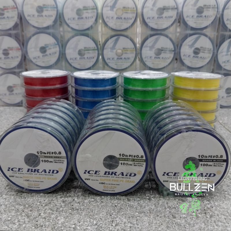 PE BULLZEN X4 CONNECTION ICE BRAID 100M - 600M (PE 5 = 60 LB Sampai PE 6= 80 LB)