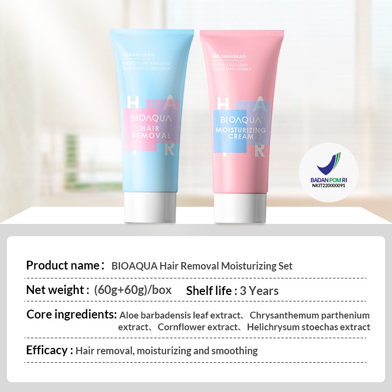 [BPOM][100% ORIGINAL] BIOAQUA Hair Removal Moisturizing Set（Hair Removal Cream+Moisturizing Cream