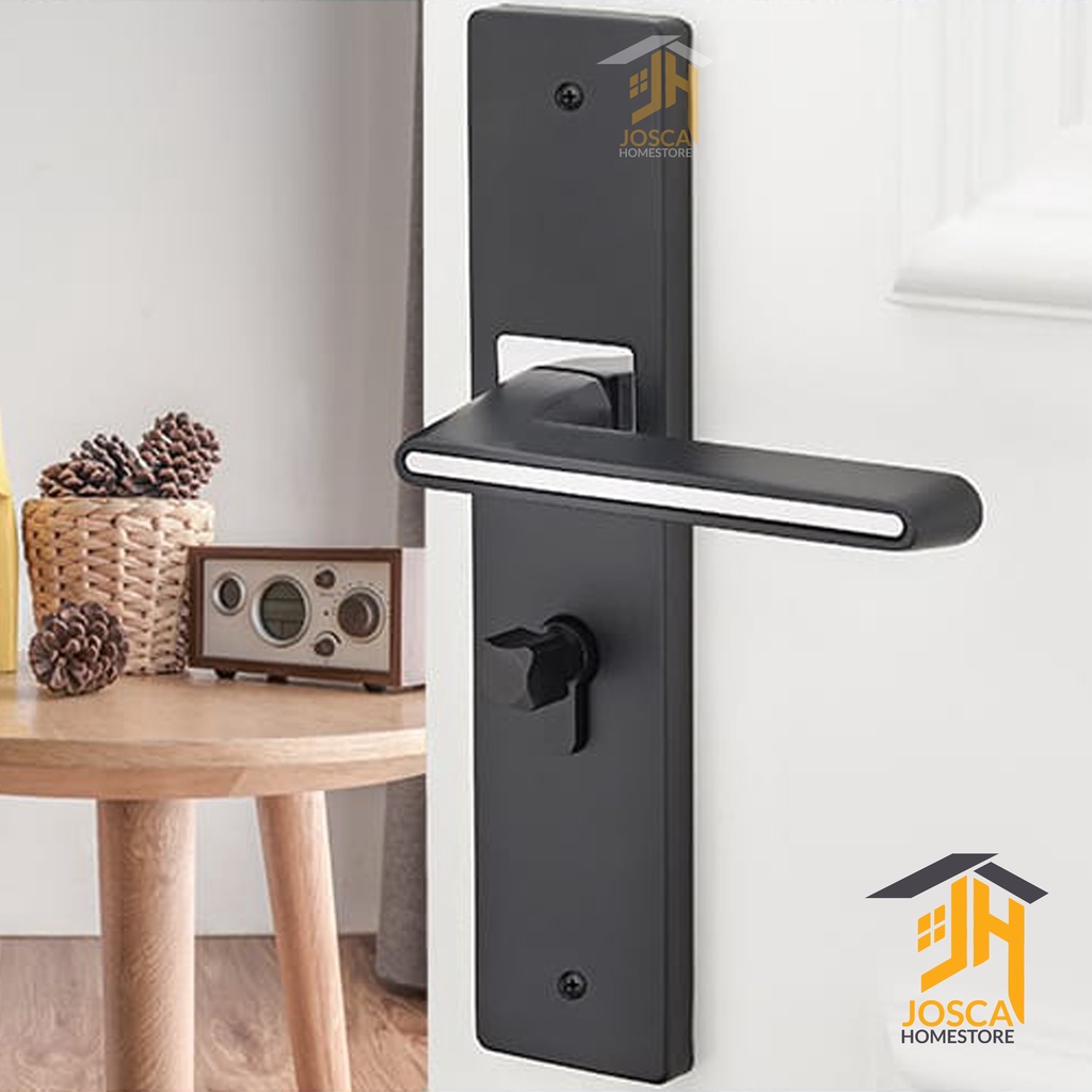 Gagang Pintu Gaya Eropa Hitam Full Set / Kunci Pintu/ Door Handle