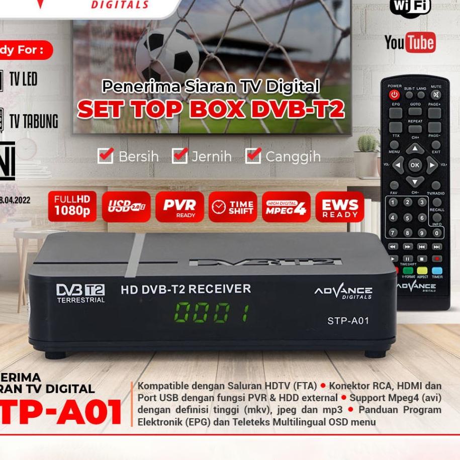 FAA250 Advance DVB T2 Set Top Box TV Digital Receiver TV Digital for TV Tabung LCD LED Plasma Siaran
