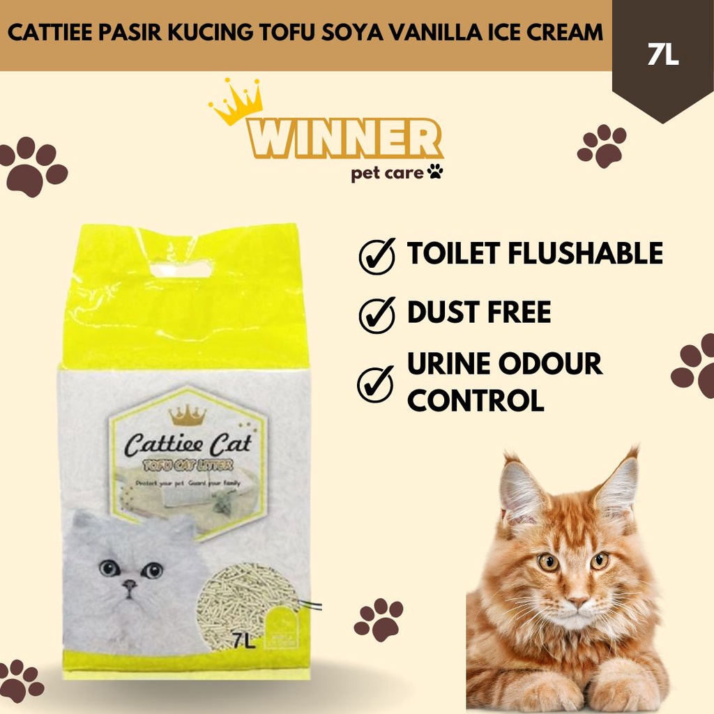 Cattiee Cat Litter Pasir Kucing Tofu Soya Vanilla Ice Cream 7 Liter