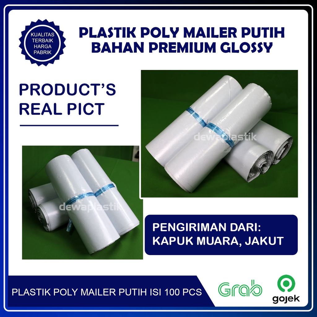 Poly Mailer 25x35 cm Putih Isi 100 Pcs Polymailer Kantong Plastik LDPE Amplop Packaging 25 x 35 cm Plastik Packing Putih 25x35cm Kantong Paket 25 x 35cm Warna Putih Susu Isi 100pcs