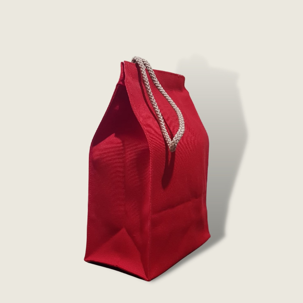 Gadiel Tas Bekal Packaging Kanvas Merah Bisa Sablon dan Print