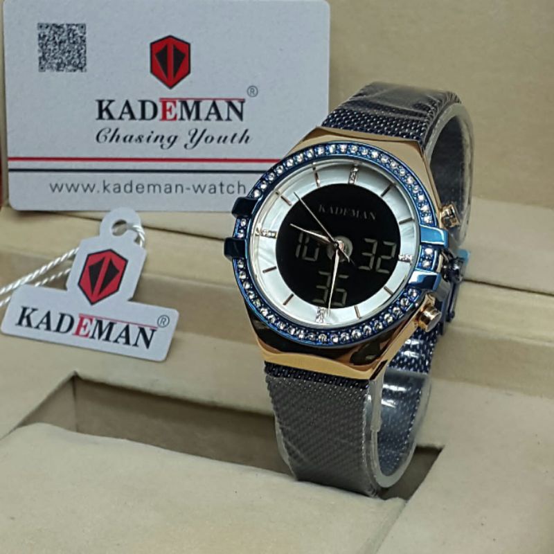 Jam tangan permata kademan wanita rantai pasir DT K7024 water resistend Analog-Digital