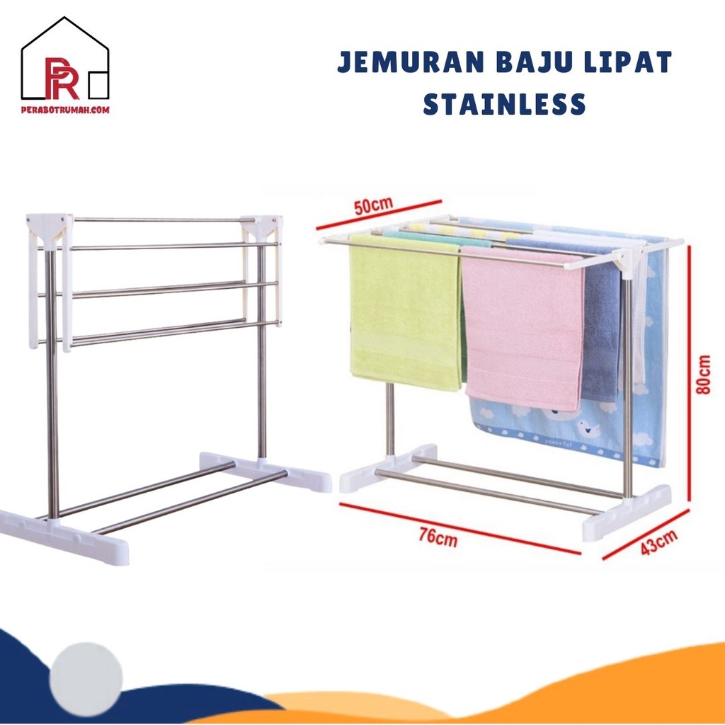 Jemuran Handuk Baju Lipat Stainless Steel - LB / Rak Jemuran Serbaguna / Stand Hanger Minimalis Aesthetic