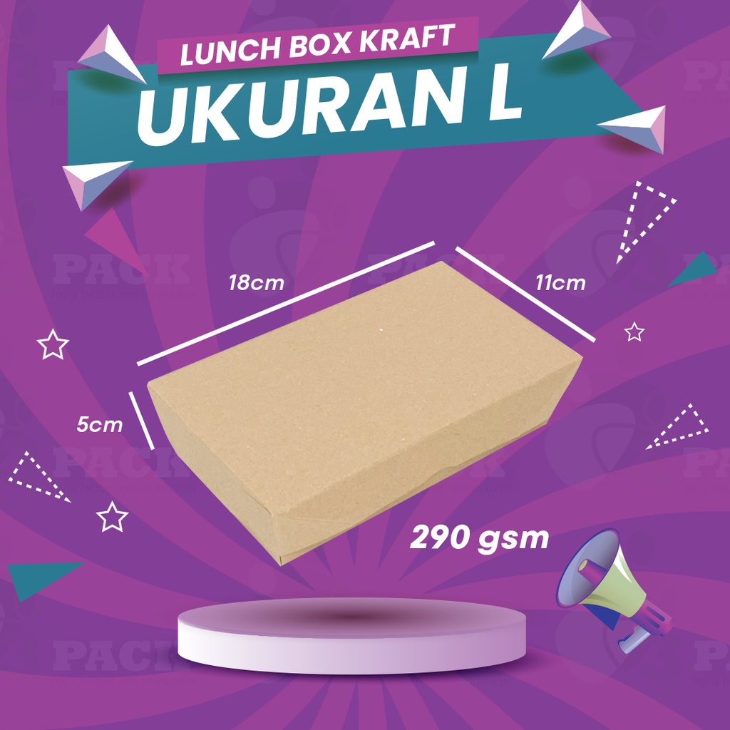 Brown paper craft lunch box polos size L - lunch box polos coklat ukuran L