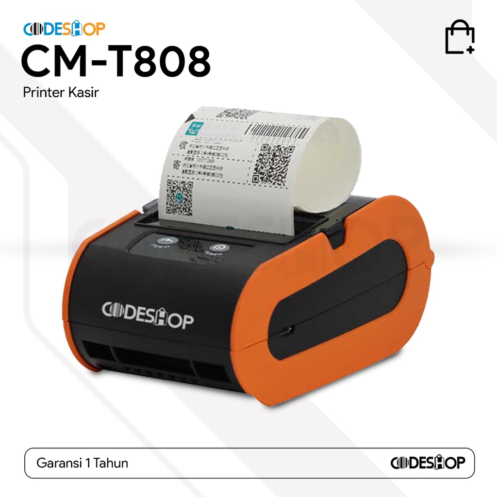 PORTABLE BLUETOOTH BARCODE LABEL THERMAL PRINTER CODESHOP CMT808