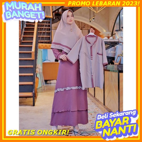 Sarimbit Ethica 2023 Elfa 257 Agave Green Baju Couple Keluarga / Baju Muslim Couple Keluarga / Baju 