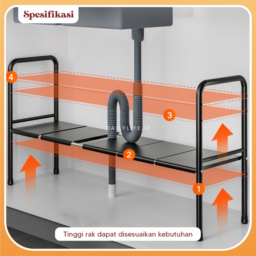 Rak Dapur Penyimpanan Flexible Rak Susun Serbaguna Rak Bawah Wastafel Rak Dapur Penyimpanan Flexiblel - Dailylife.id