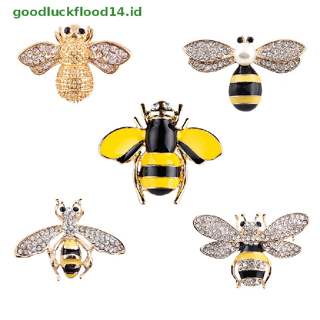 [GOOGFOUR] Mode Enamel Kristal Lebah Bumblebee Serangga Bros Pin Korsase Perhiasan Elegan [TOP]