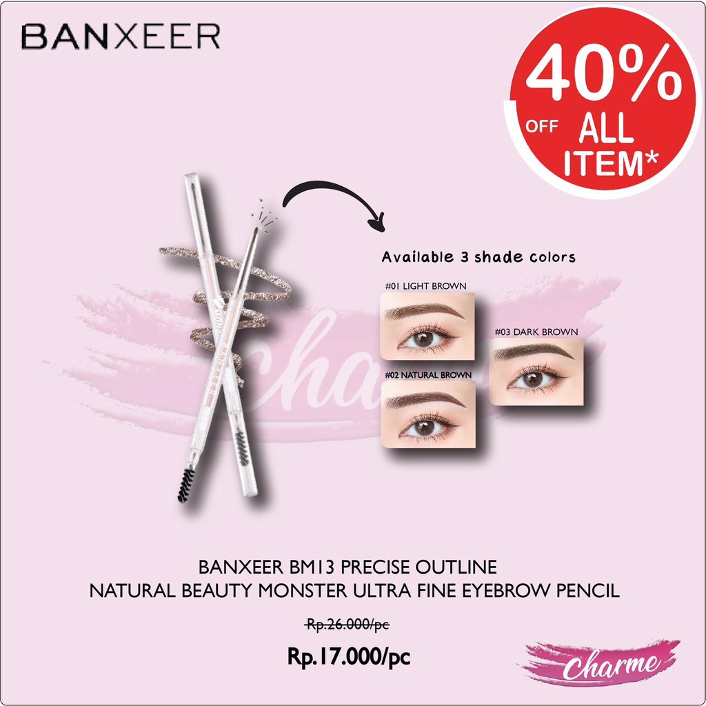 (READY &amp; ORI) Banxeer Ultra-Fine Precise Outline Eyebrow Pencil With Brush Pensil Alis BM13