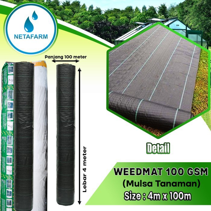 Weedmat Terpal Geotextile Mulsa Gulma Hitam 100 GSM 4mx100m - Roll