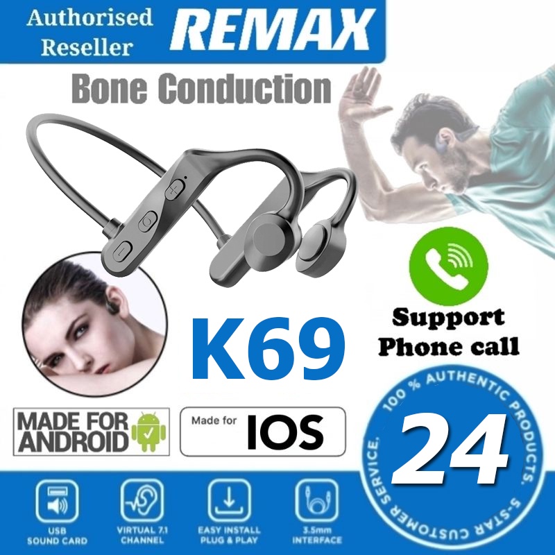 K69 Open Ear Headset Bluetooth Sport Air Conduction Tahan Air konduksi tulang