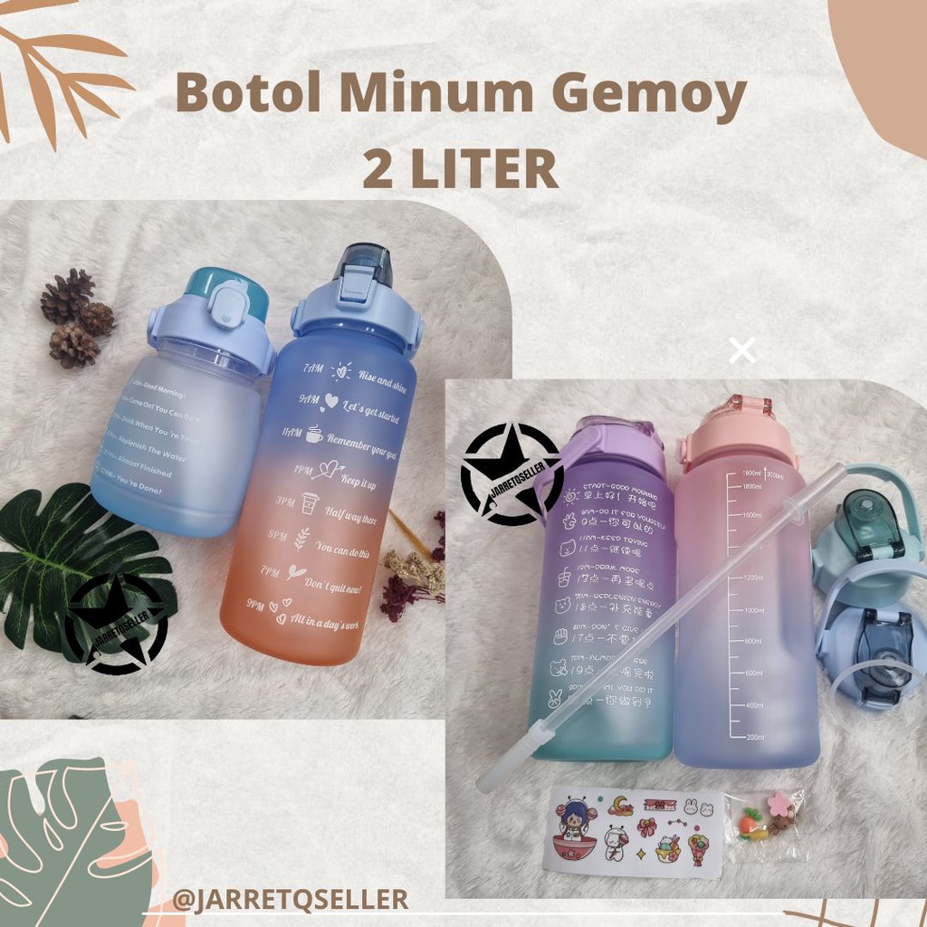 🆕 BOTOL AIR MINUM VIRAL / BOTOL KEKINIAN GRADASI PELANGI 2 LITER / BOTOL AIR MINUM VIRAL / BOTOL KEK