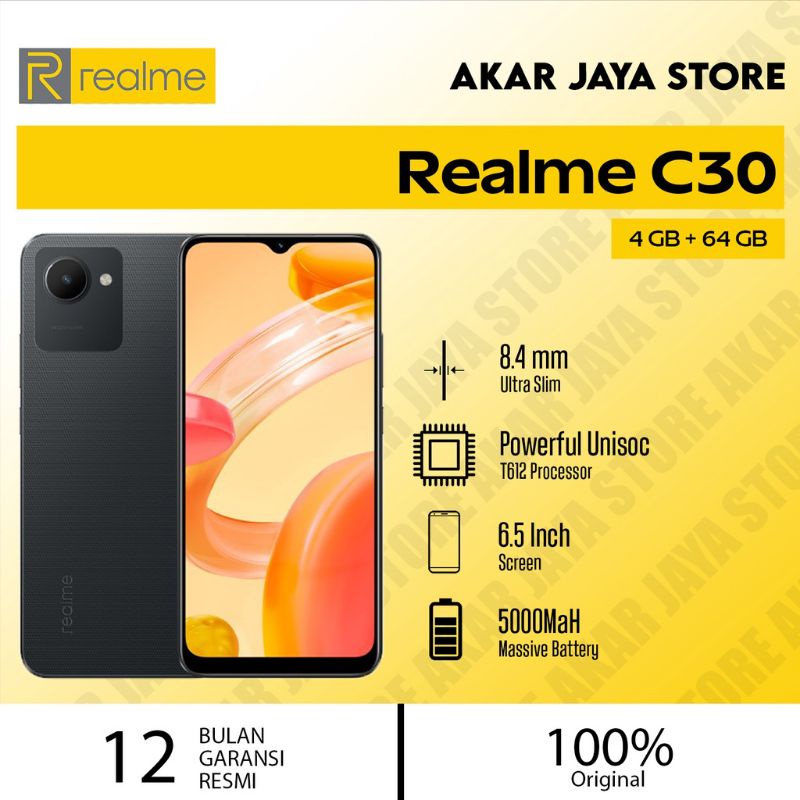 HP REALME C30 4/64 RAM 4GB INTERNAL 64GB GARANSI RESMI REALME