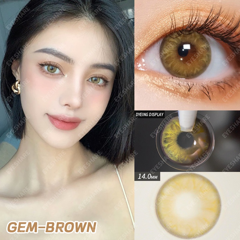 (COD)Menyinarimu GEM Softlens Minus(-1~-6) Softlens Pink Lensa Mata Penuh Gaya Dan Cantik Softlens Brown Warna Lensa Kontak Soflen 2023 DIA 14.0MM New Dubai Import Premium Big Eye  Softlen