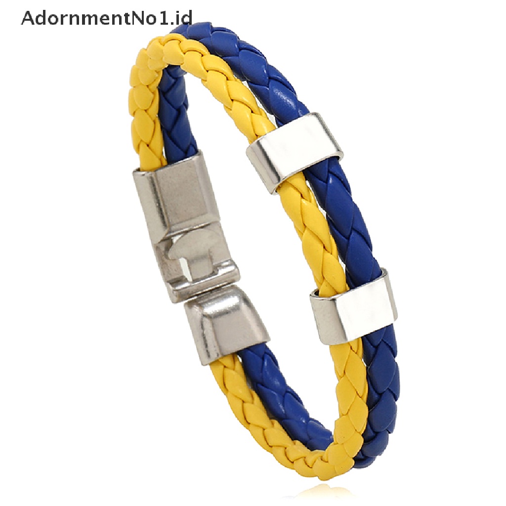 [AdornmentNo1] Couple Gelang Anyaman Multi-layer Biru Dan Kuning Gelang Warna Bendera [ID]