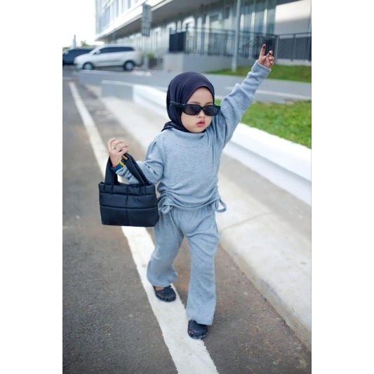 2-6 Tahun One Set MOIRA Katun Rib Kmit Premium Setelan Anak Perempuan Bahan Katun Rib Premium | Setelan Knit Anak Cewe Model Baju Serut Celana Cutbray