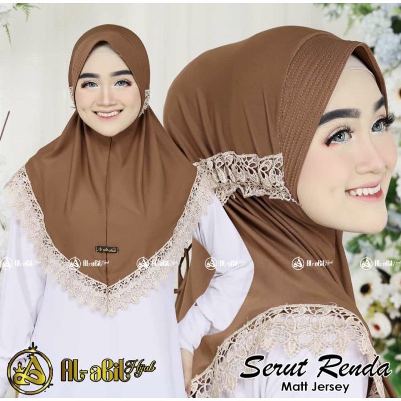 Jilbab instan Al abil serut renda