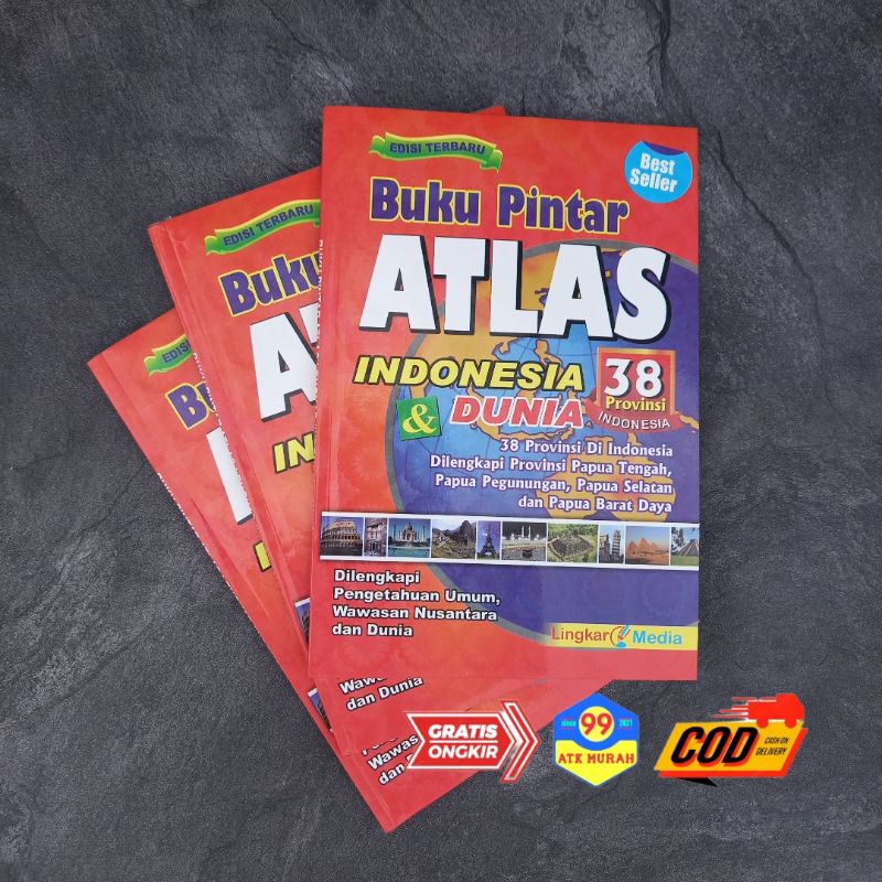 Buku ATLAS DUNIA Terlengkap 38 provinsi/peta dunia/buku geografi