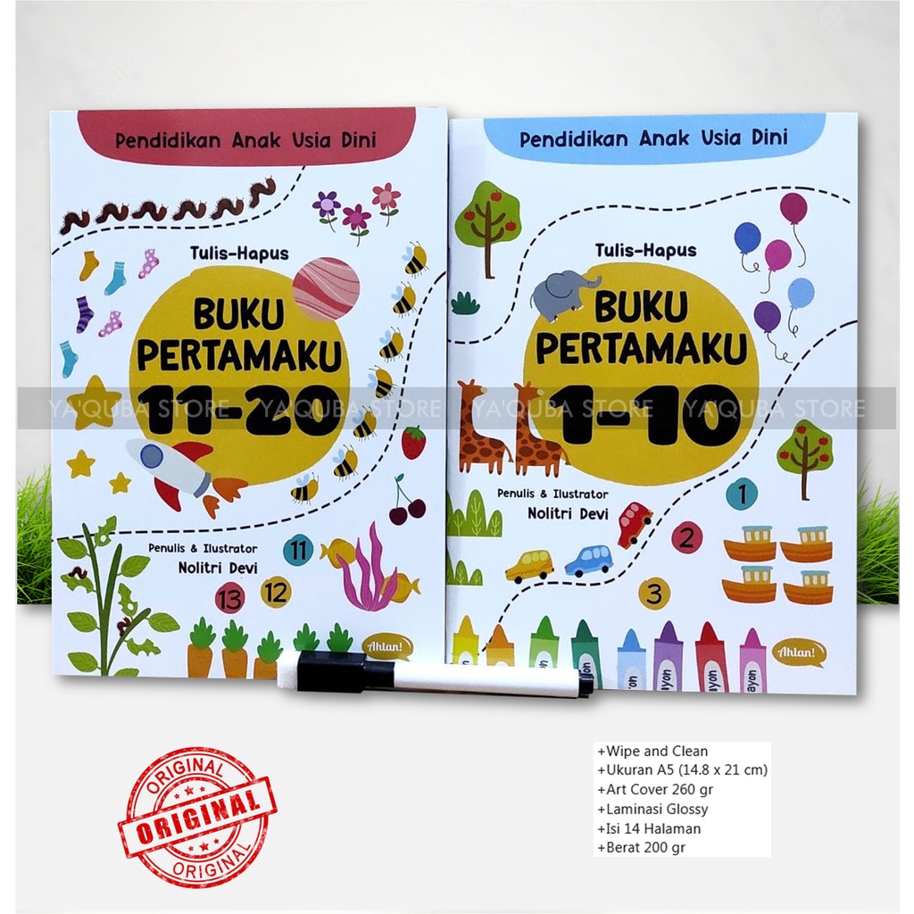 BUKU BELAJAR UNTUK BALITA BUKU PERTAMAKU TULIS HAPUS 1 SET DAPAT 2 BUKU