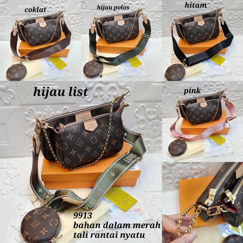 Tas LV multi pochette free box / tas wanita import 3 set