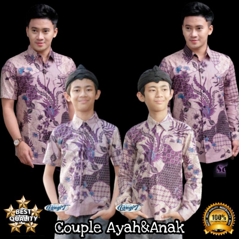 TERBARU Couple sweet || couple batik ayah dan anak cowok BATIK MOTIF SKAR JAGAT UNGU-Kemeja Batik Jumbo warna ungu lilac