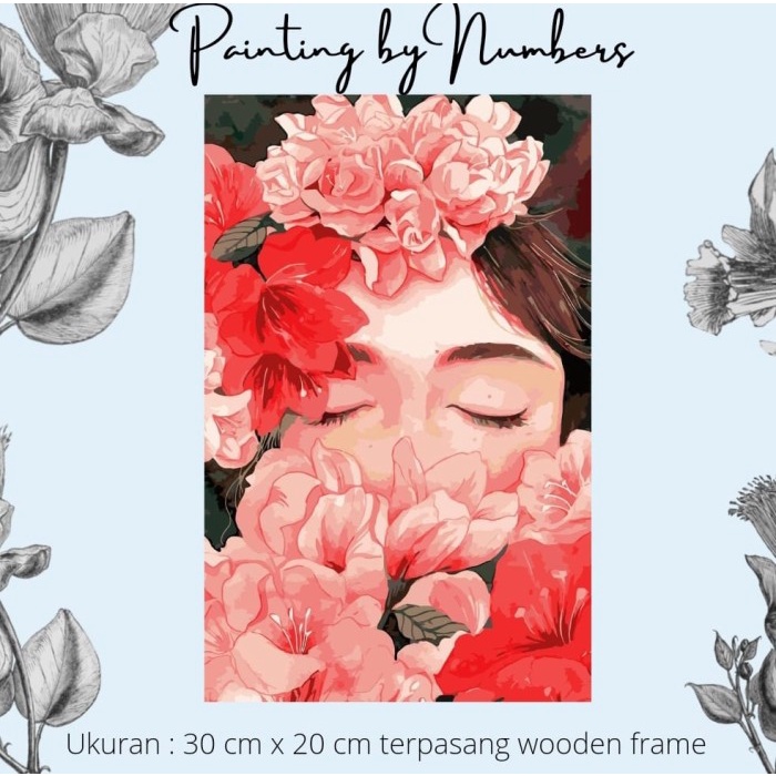

[TERBARU] DIY painting by number 30x20cm kerajinan tangan - LADY ROSE