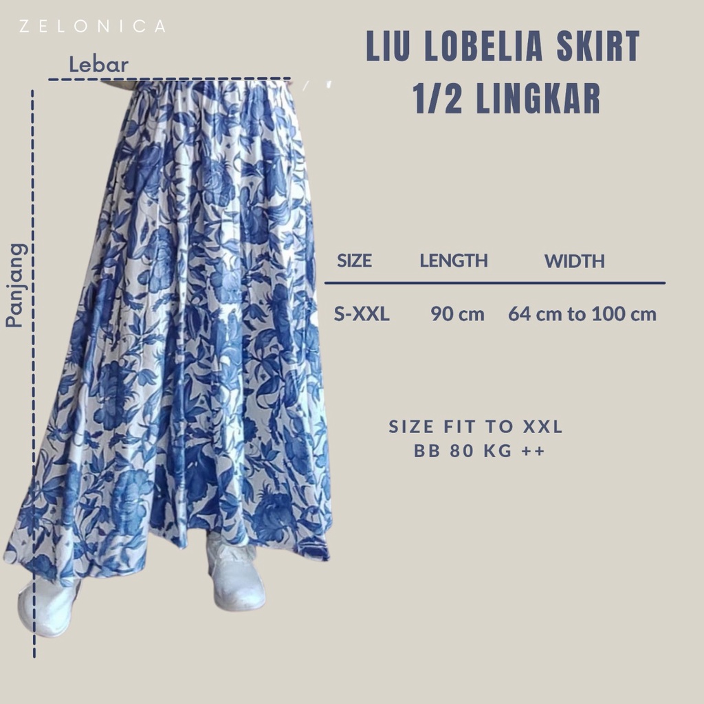 Zelonica Liu Lobelia Rok Bahan Rayon