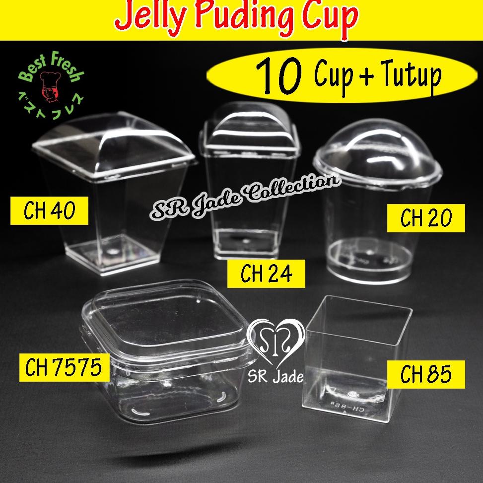 44 Jelly Cup + Tutup / Gelas Cup Puding Cup CH 7575 CH 40 CH41 CH 24 CH 20 Ch 85 Kotak Bulat 130ml 150 ml 160 ml 200 ml 44
