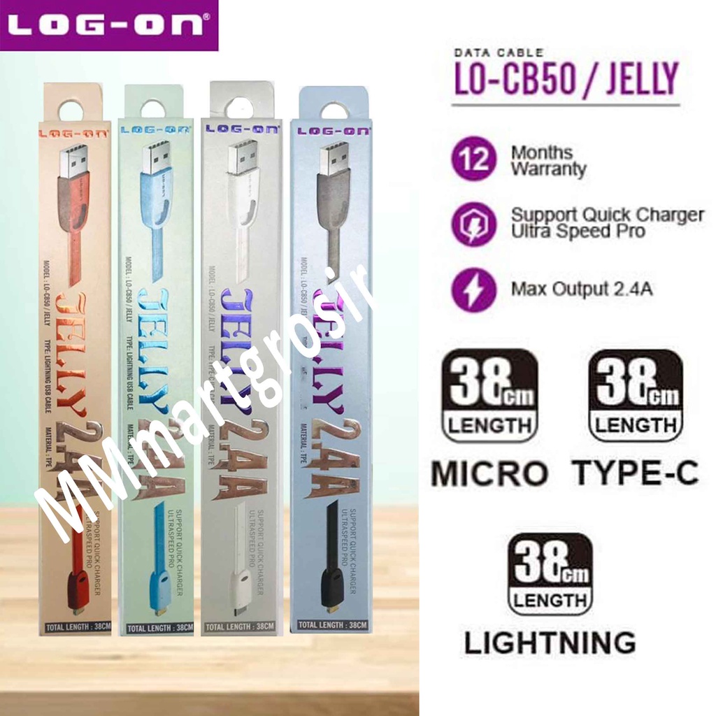 Log-On / Data Cable Handphone / Kabel Data Jelly 2.4A / Charger LO CB50